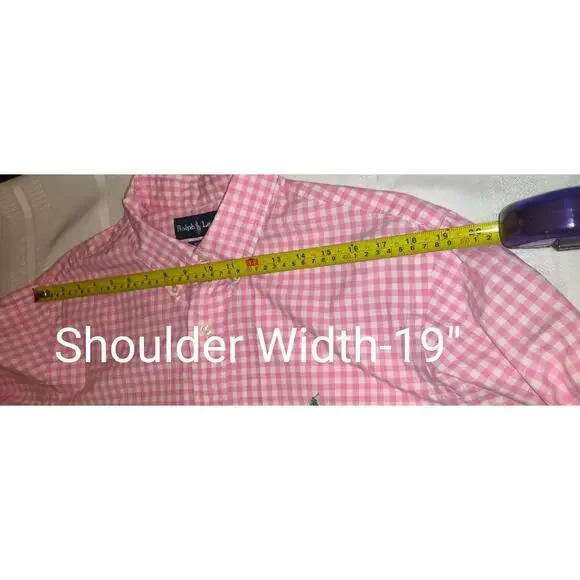 Ralph Lauren Gingham Shirt Mens XL Pink White Custom Cotton Resort Party Pony - Picture 14 of 16